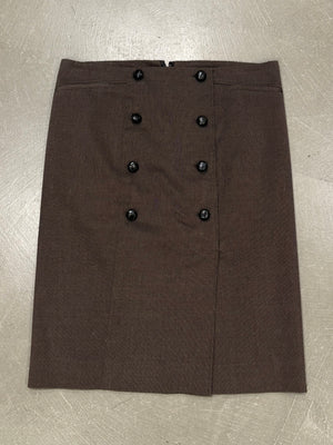 2004 YVES Saint Laurent brown leather double-row button skirt