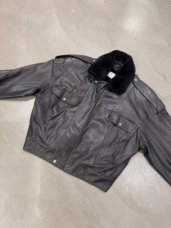 1980s Claude Montana leather bomber jacket with removable lining