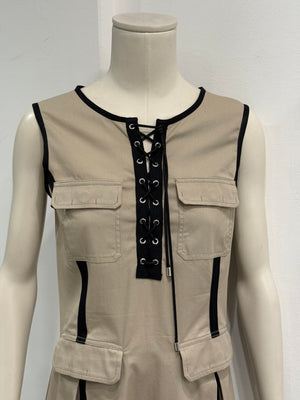 2000s Dolce & Gabbana Lace-up Safari style dress