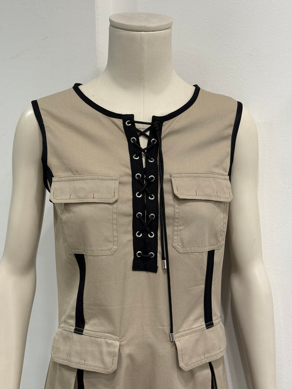 2000s Dolce & Gabbana Lace-up Safari style dress