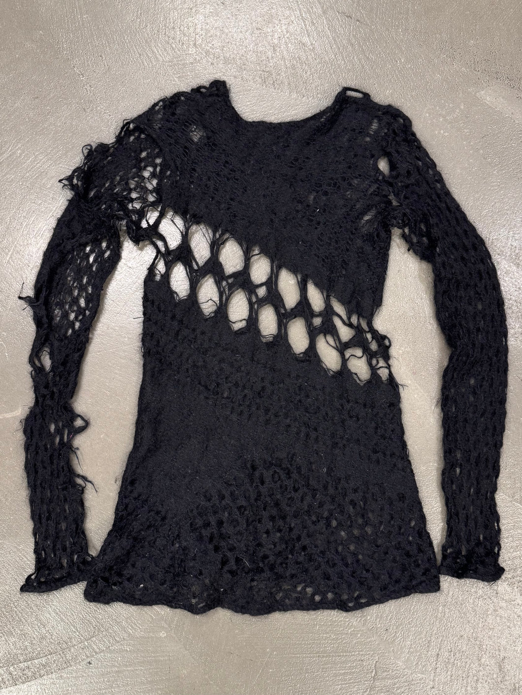 2000s Roberto Cavalli spiderweb mohair destroyed knit