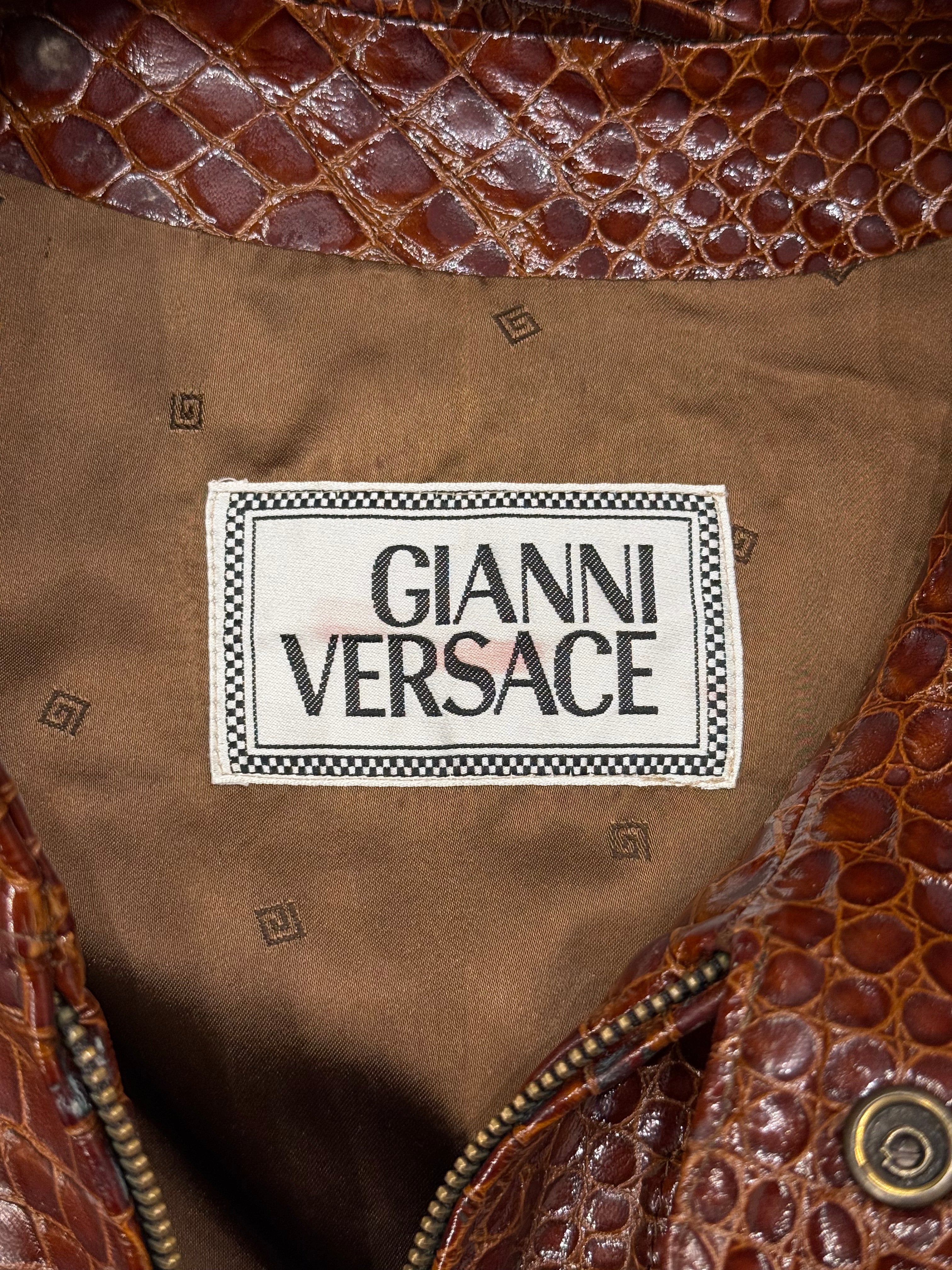 1990s Gianni Versace embossed crocodile leather jacket