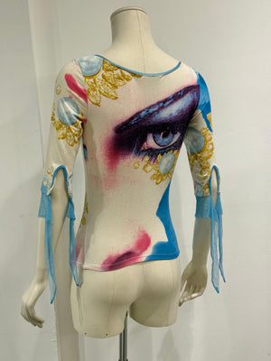 S/S2001 Roberto Cavalli Elizabeth Taylor eye top