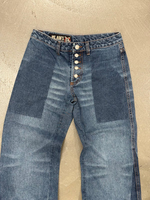 2000s Jean Paul Gaultier flared patchwork jeans