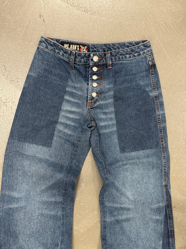 2000s Jean Paul Gaultier flared patchwork jeans