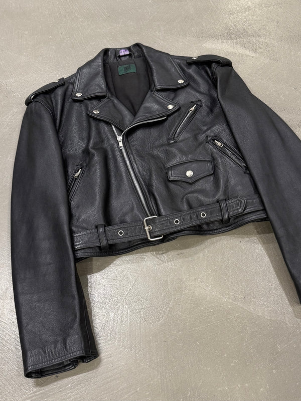 1990s Jean Paul Gaultier Junior cropped biker leather jacket