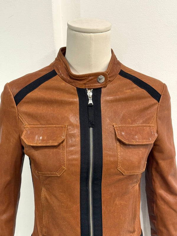 2000s Dolce & Gabbana paneled moto jacket