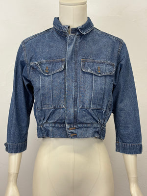 1980s Katharine Hamnett cargo cropped denim jacket