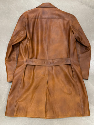 F/W2002 Prada runway distressed leather trench coat