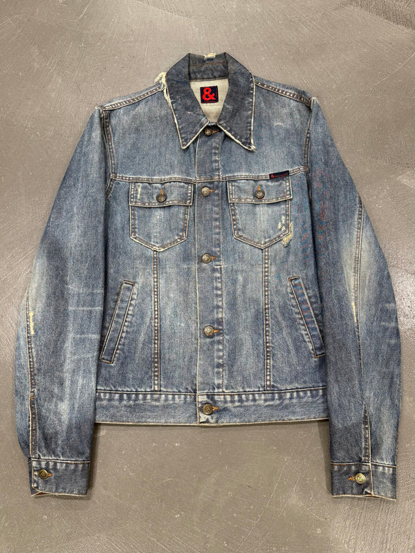 2000s Dolce & Gabbana faded distressed denim jacket