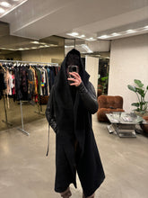 Load image into Gallery viewer, 2000s Rick Owens giant hood coat with leather sleeves
