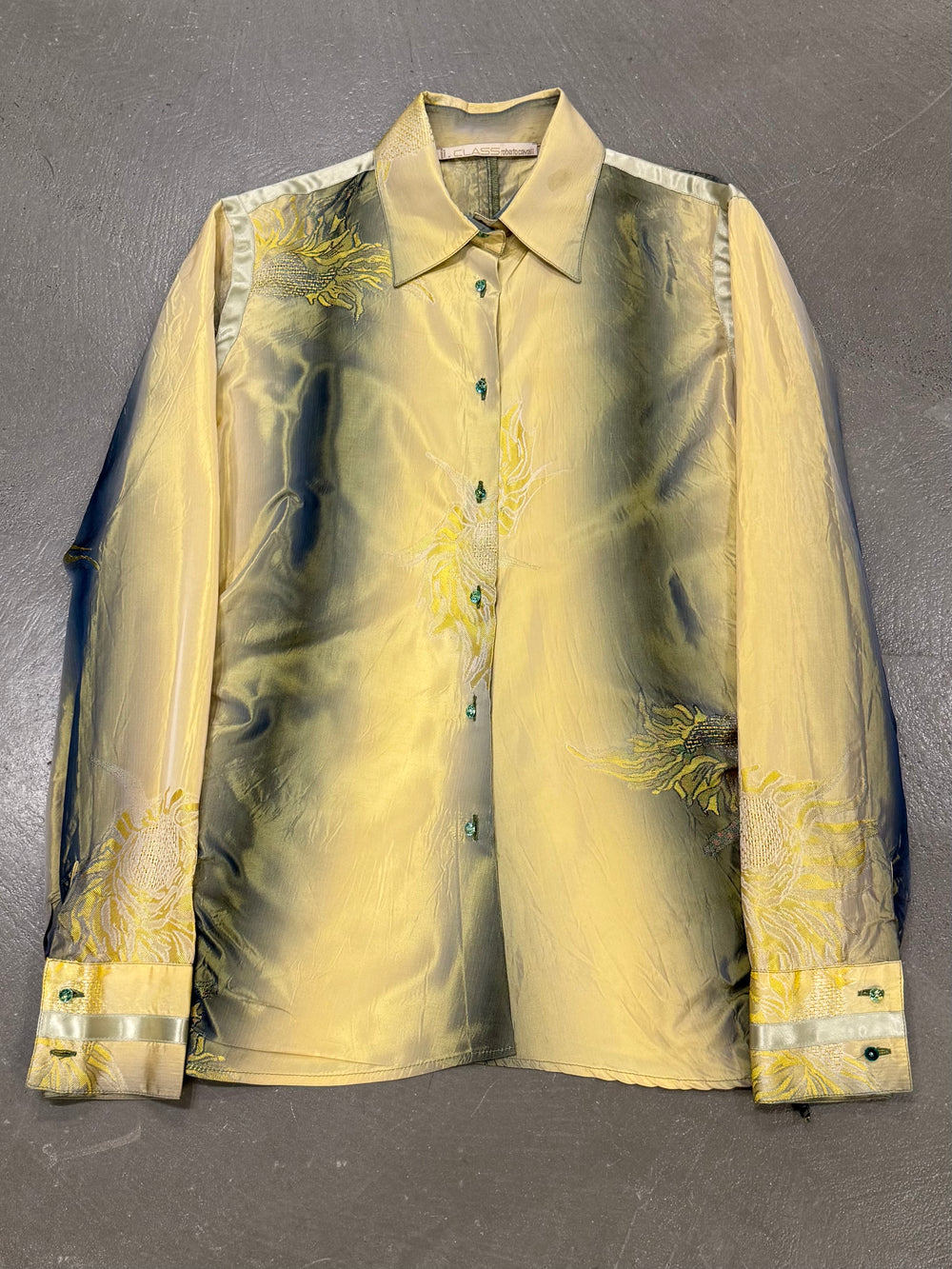 2000s Cavalli iridescent embroidered shirt