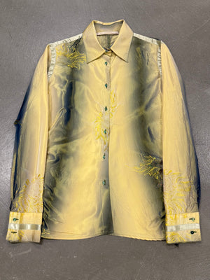 2000s Cavalli iridescent embroidered shirt