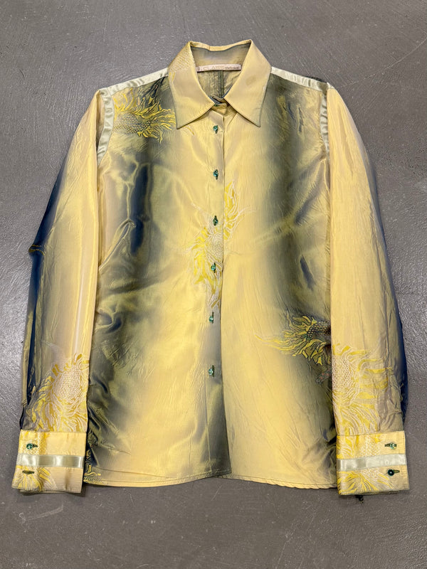 2000s Cavalli iridescent embroidered shirt