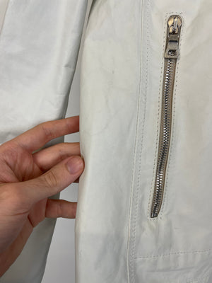 2000s Prada Red Line moto white leather jacket