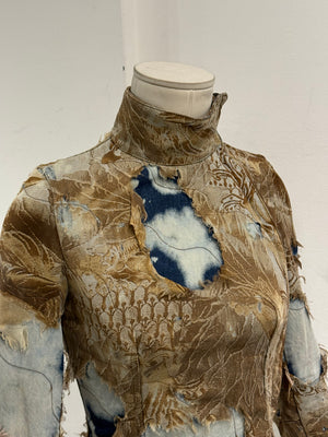 A/W2001 Roberto Cavalli “phoenix” double layer destroyed runway denim jacket