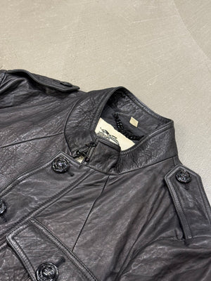 2000s Burberry leather military jacket