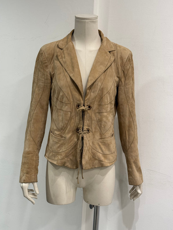 2002 Roberto Cavalli butterfly lace-up leather jacket