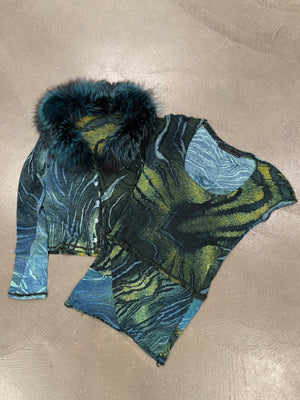 2000s Cavalli fox fur animalier print set