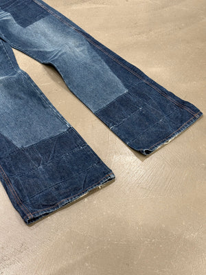 2000s Jean Paul Gaultier flared patchwork jeans