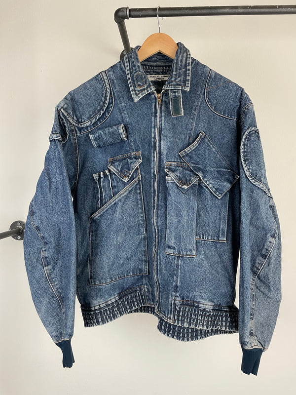 1986 Katharine Hamnett cargo bomber denim jacket