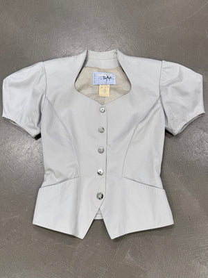 1990s Mugler puff-sleeve jacket and skirt suit