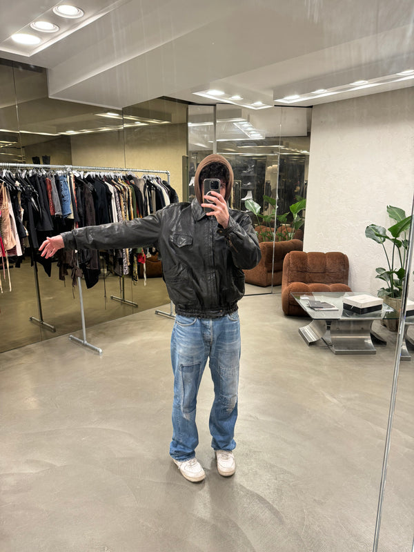 A/W1982 Giorgio Armani leather cargo bomber jacket