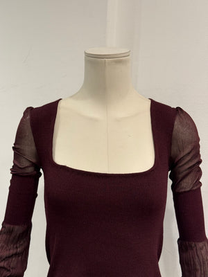 A/W2002 Yves Saint Laurent by Tom Ford sheer sleeve top