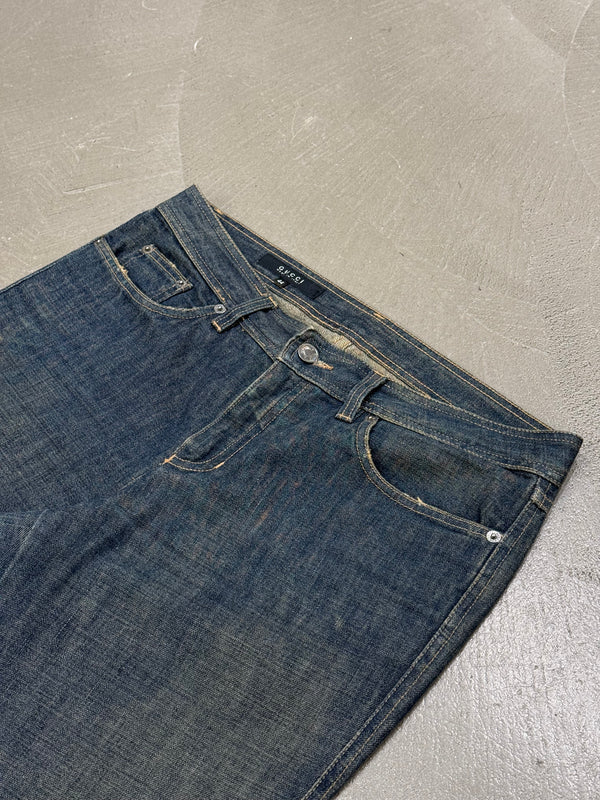 2000s Gucci by Tom Ford embroidered logo jeans
