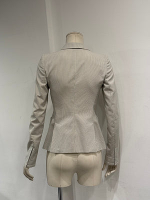 2009 Balenciaga by Nicolas Ghesquière pinstripe asymmetric double breasted blazer