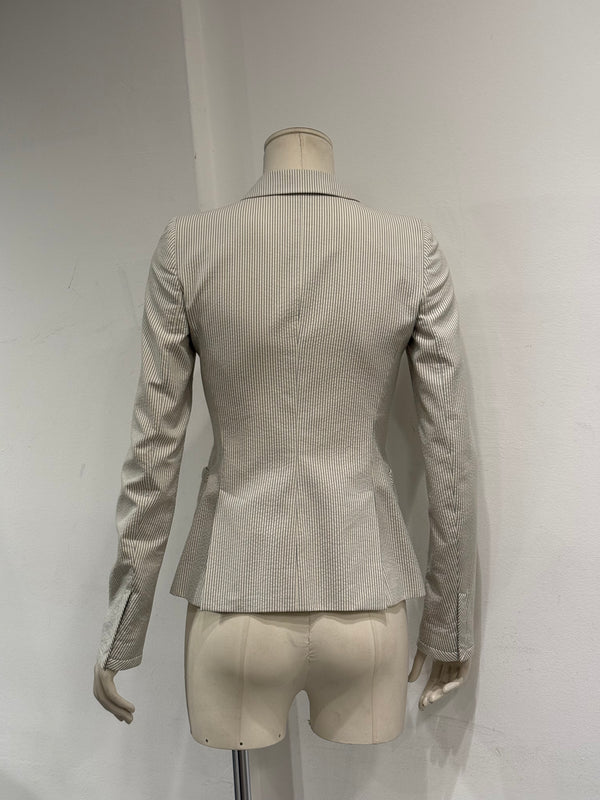 2009 Balenciaga by Nicolas Ghesquière pinstripe asymmetric double breasted blazer