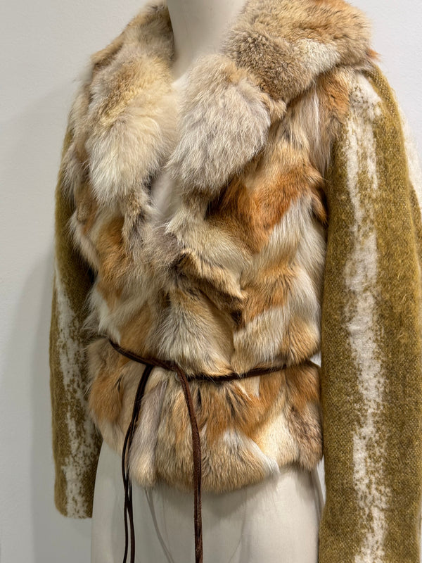 2000s Roberto Cavalli coyote fur hybrid jacket