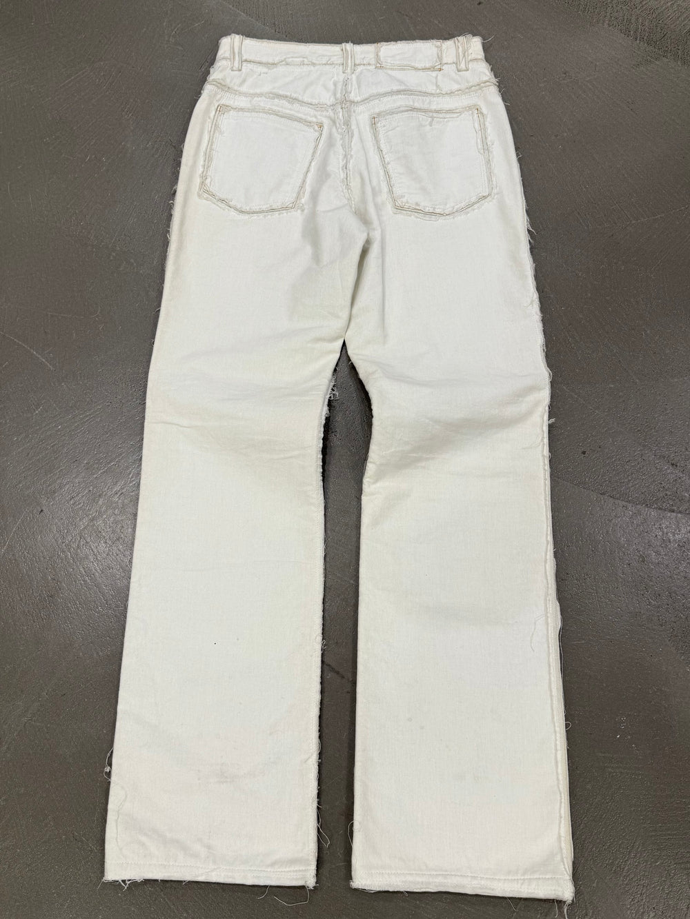A/W2004 Maison Margiela white raw edge straight-leg pants