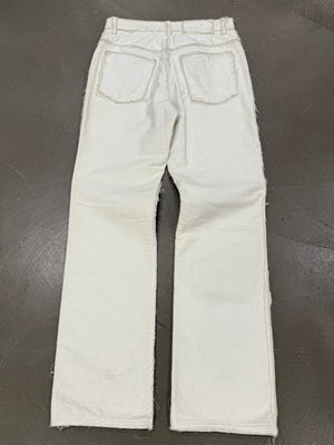 A/W2004 Maison Margiela white raw edge straight-leg pants