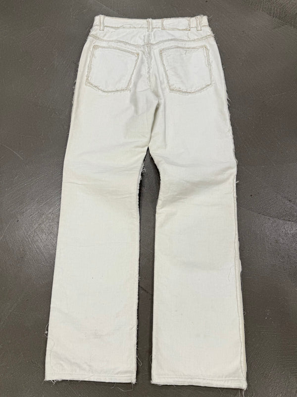 A/W2004 Maison Margiela white raw edge straight-leg pants