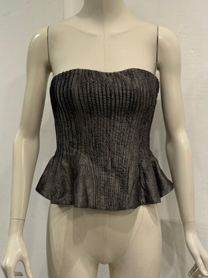 2000s Giorgio Armani pleated peplum bustier with snakeskin print