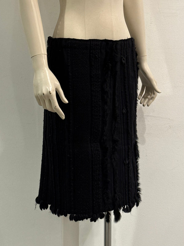 F/W2002 Gucci by Tom Ford fox fur and wool midi skirt