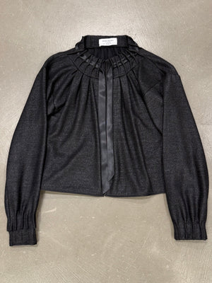 2000s Yves Saint Laurent Rive Gauche pleated gathered set top & skirt