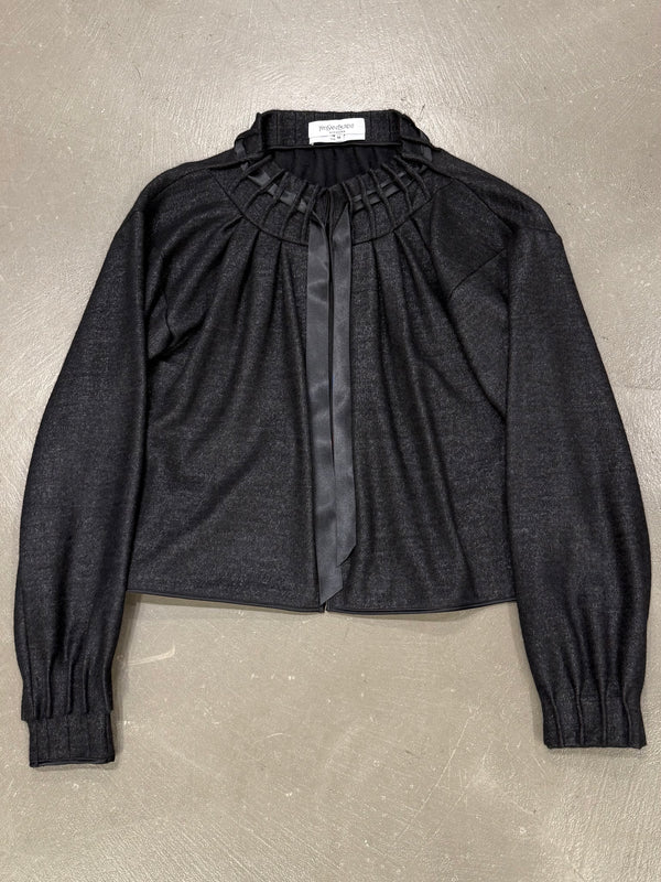 2000s Yves Saint Laurent Rive Gauche pleated gathered set top & skirt