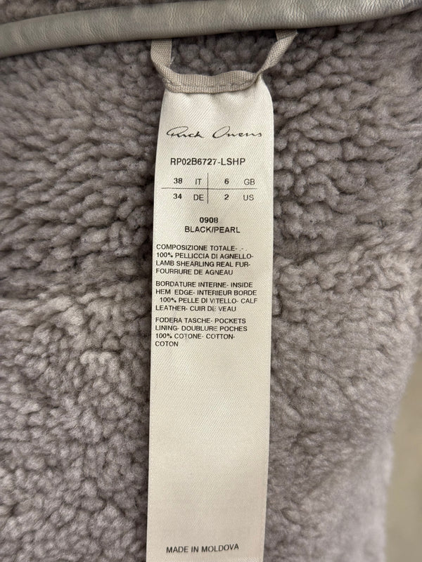 A/W2022 Rick Owens "Strobe" trucker biker shearling leather jacket