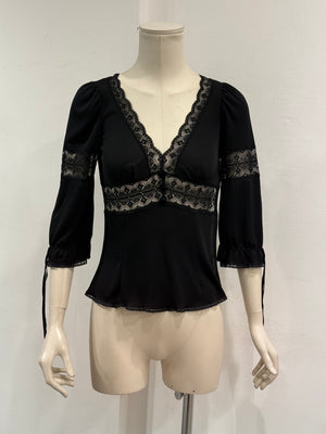 S/S2006 Dolce & Gabbana lace panel sheer black blouse
