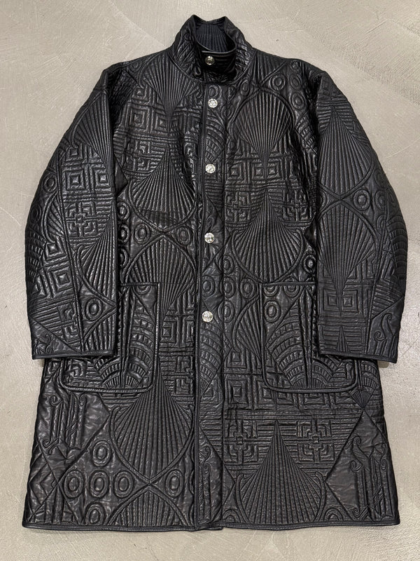 A/W1990 Gianni Versace embossed leather coat
