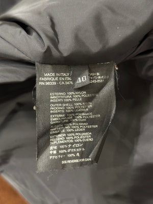 2000s Prada black double-breasted nylon coat with leather details