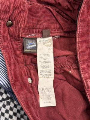 2000s Roberto Cavalli burgundy corduroy pants