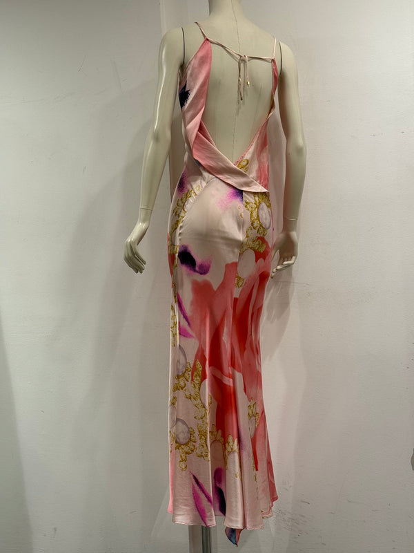 S/S2001 Roberto Cavalli Elizabeth Taylor eye silk maxi dress