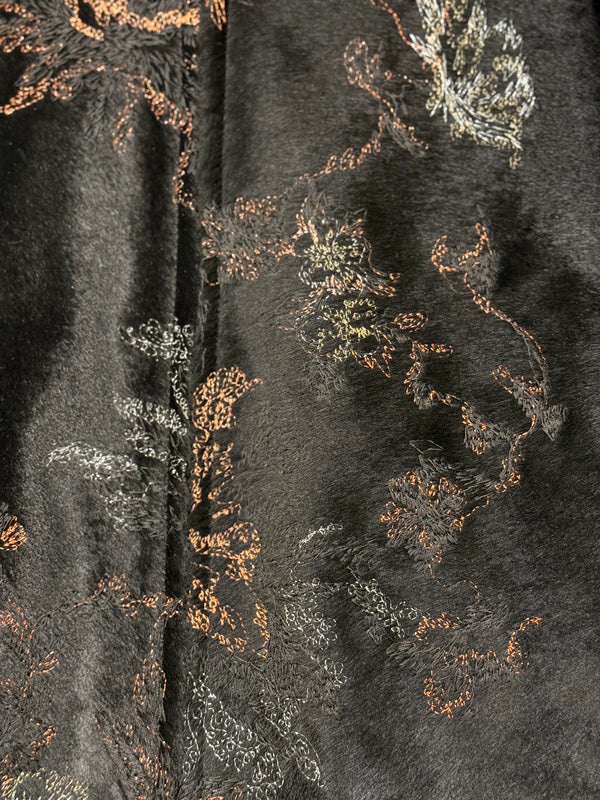 A/W2018 Emporio Armani pony hair floral embroidered leather jacket