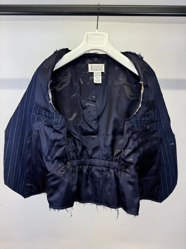 2000s Maison Margiela artisanal distressed pinstripe vest