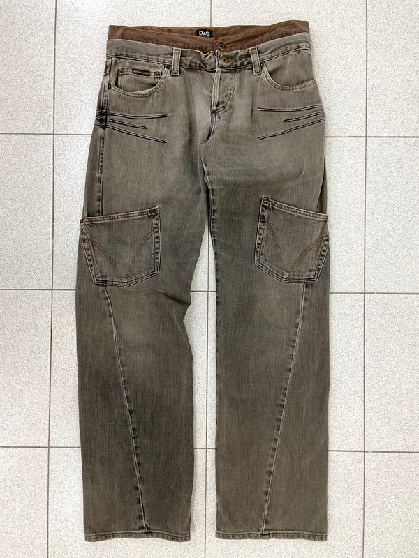 AW2003 D&G double waisted asymmetrical pockets denim