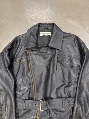 S/S 1992 Dolce & Gabbana leather biker boxy jacket