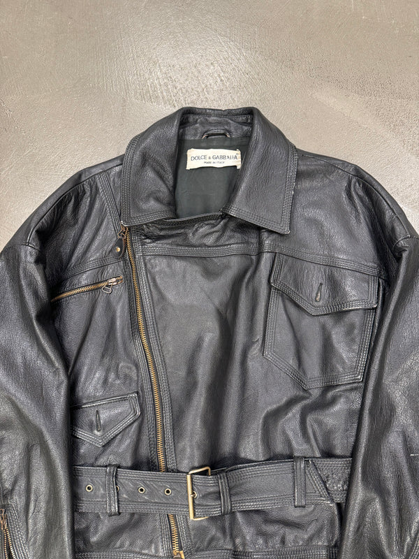 S/S 1992 Dolce & Gabbana leather biker boxy jacket